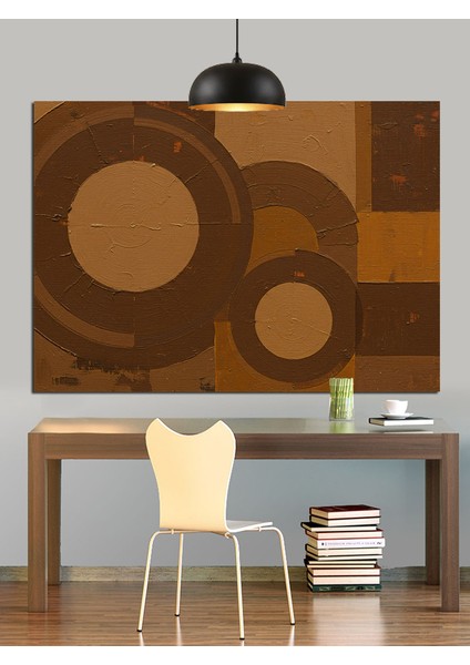 Kahverengi Geometrik Soyut Sanat Dekoratif Kanvas - Mdf Ahşap Tablo fırsatları
