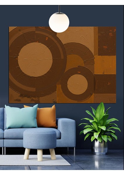 Kahverengi Geometrik Soyut Sanat Dekoratif Kanvas - Mdf Ahşap Tablo indirimleri