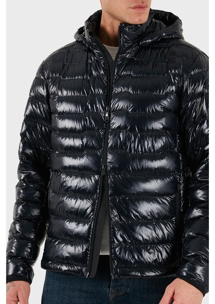 Kapitoneli Regular Fit Kapüşonlu Su Itici Parlak Şişme Mont Erkek Mont 50548790 402