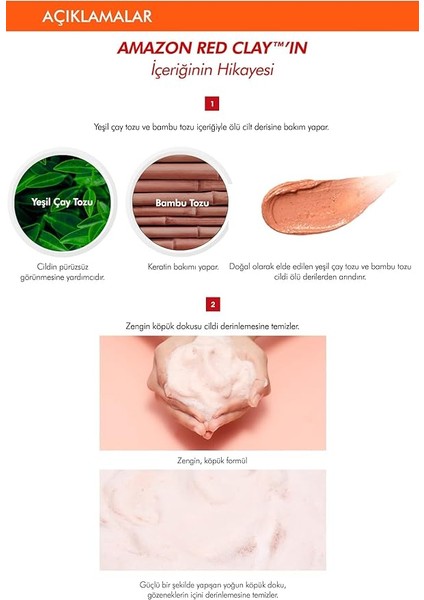 Gözenekli Ciltler Için Amazon Kili Temizleyici 120ML Amazon Red Clay Pore Pack Foam Cleanser indirimleri