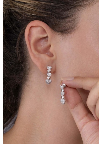 Rodyum Kaplama 925 Ayar Gümüş Kalpli Süzme Su Yolu Gümüş Küpe fiyatları