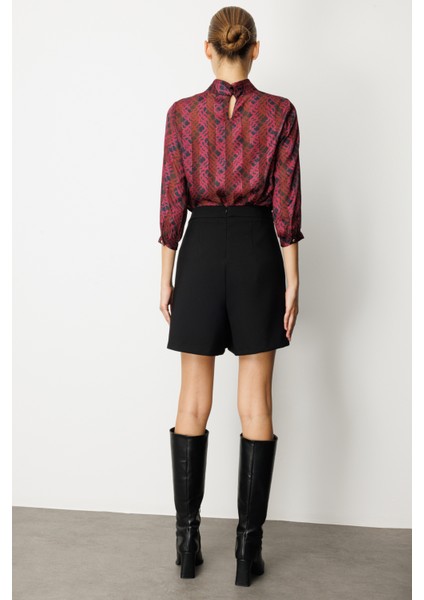 Kadın Beli Broşlu Şort Etek 2017 Siyah fırsatları