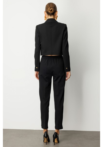 Kadın Beli Lastikli Dar Paça Pantolon 5031 Siyah fırsatları