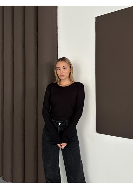 Kadın Uzun Kollu Bisiklet Yaka Penye Body 2'li Set indirimleri