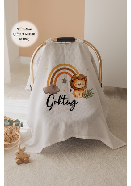%100 Pamuk Isme Özel Çift Katlı Müslin Puset Örtüsü - Aslan
