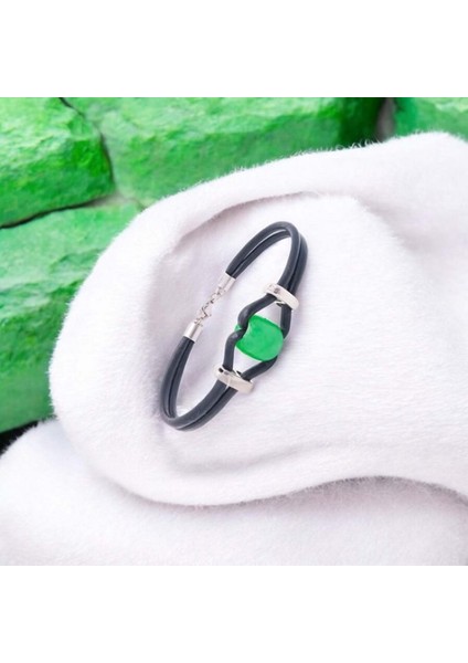 Yeşil Akik Doğal Taşlı Deri ve Çelik Bileklik 9592B14D3 fiyatları