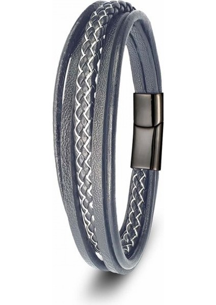 Siyah Beyaz Çoklu Deri Bileklik 9593B2D9