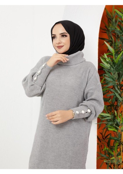 Kadın Kahverengi Boğazlı Triko Kazak -62 indirimleri