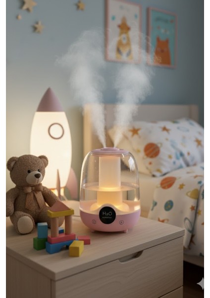 Glr K07 Pembe Çift Spreyli Ultrasonik Sessiz Hava Nemlendirici ve Gece Lambası | 3l Kapasite fiyatları