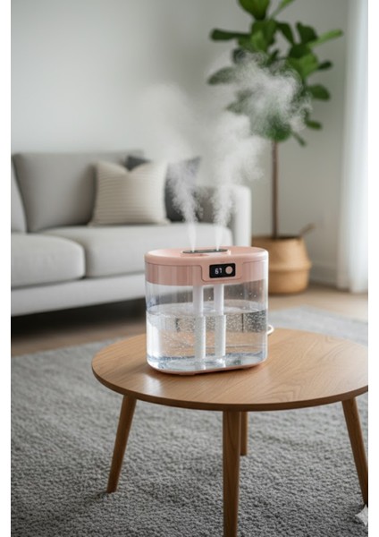 Blic Bhw-13 Pembe Digital Çift Sprey Hava Nemlendirici 1.5 Litre Kapasiteli, Ultrasonik Soğuk Buhar Makinesi ve Gece Lambası