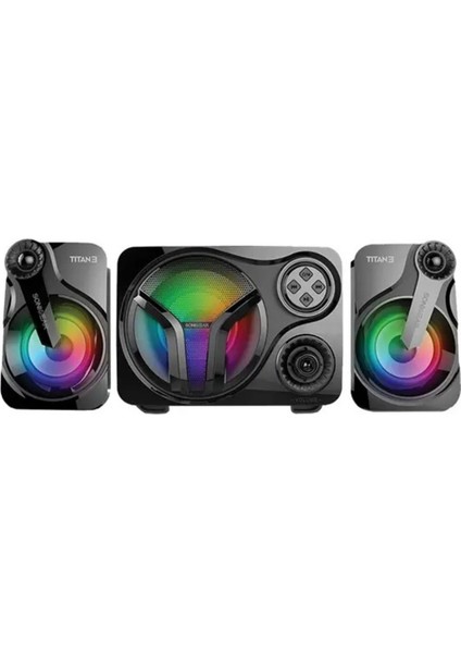Leerfei Sp-60 2.1 Bluetooth Hoparlör Sistemi | Rgb Işıklı Subwoofer ve Uydu Hoparlörler | Usb, Tf Kart, Fm Destekli