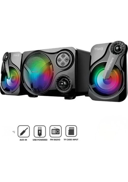 Leerfei Sp-60 2.1 Bluetooth Hoparlör Sistemi | Rgb Işıklı Subwoofer ve Uydu Hoparlörler | Usb, Tf Kart, Fm Destekli fiyatları