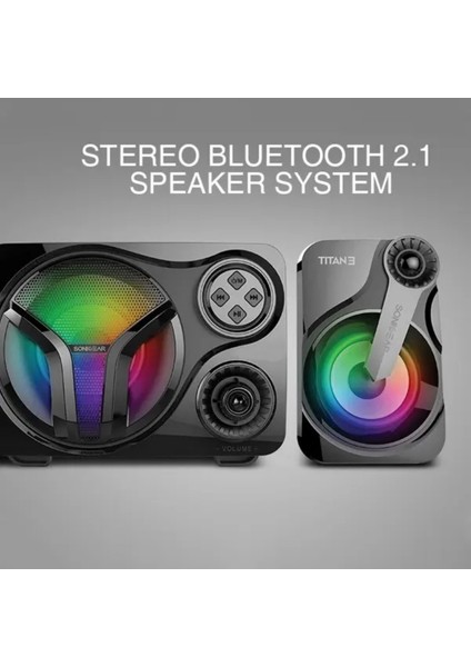 Leerfei Sp-60 2.1 Bluetooth Hoparlör Sistemi | Rgb Işıklı Subwoofer ve Uydu Hoparlörler | Usb, Tf Kart, Fm Destekli modelleri