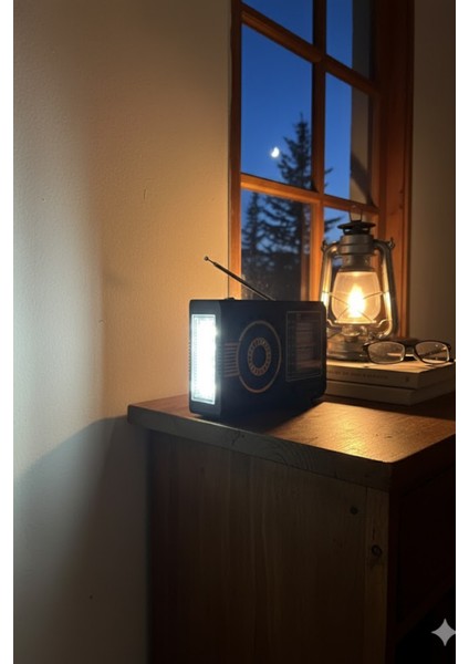 Siyah KTF-1481 Güneş Enerjili Fenerli Taşınabilir Radyo Usb/tf Kart Destekli - Kamp Işıklı fiyatları