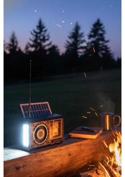 Siyah KTF-1481 Güneş Enerjili Fenerli Taşınabilir Radyo Usb/tf Kart Destekli - Kamp Işıklı modelleri