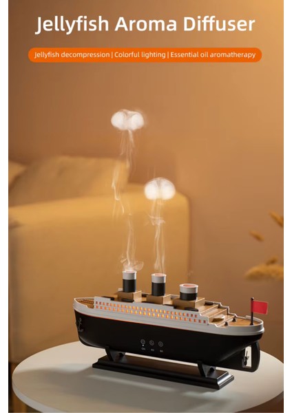 299 Dekoratif Titanic Gemi Aroma Difüzör & Nemlendirici |250 ml Uzaktan Kumandalı, Zaman Ayarlı fırsatları