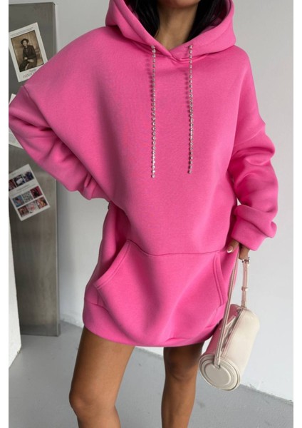 Kadın Kapüşonlu Taş Detaylı Sweatshirt Elbise fiyatları