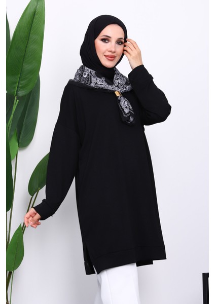 Siyah Bisiklet Yaka Modal Tunik