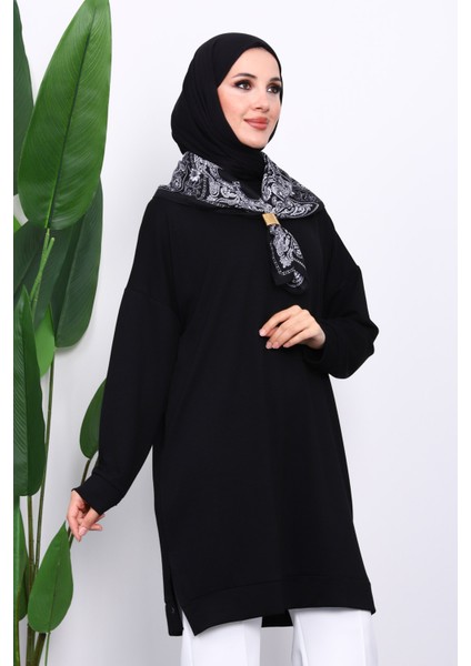 Siyah Bisiklet Yaka Modal Tunik modelleri