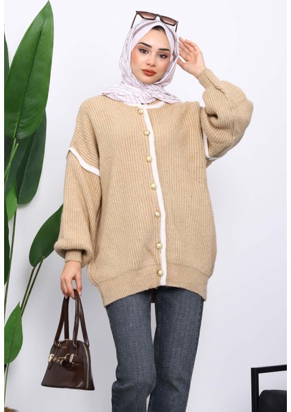 Vizon Balon Kol Düğmeli Triko Hırka modelleri