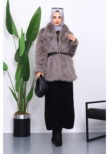 Vizon Kemerli Kısa Kürk Kaban fiyatları