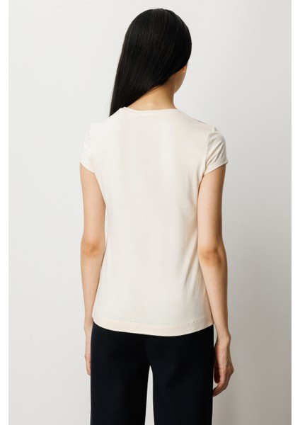 Kadın Sıfır Yaka Ay Kol Basic Bluz 61302 Krem fırsatları