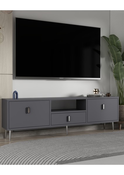 1323DROPDD-32 Tv Sehpası Antrasit-Gümüş
