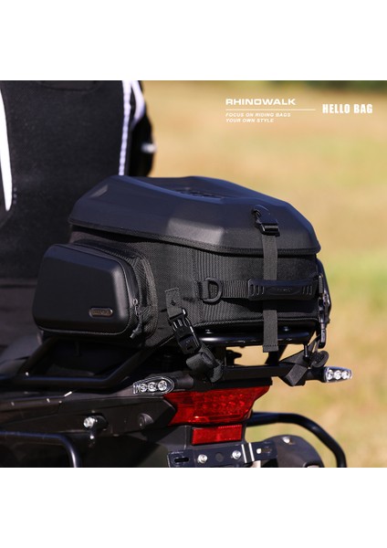 MTR2335KC Katlanabilir / Genişleyebilir Sert Kasa Motor Kuyruk Çantası — 23L→35L, %100 Su Geçirmez Iç Torba, Eva Hardshell, Universal Montaj