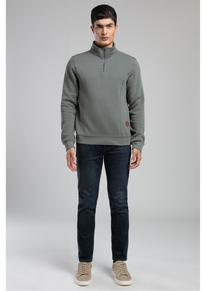 Ceaser Erkek Dik Yaka Sweatshirt Çağla Yeşili