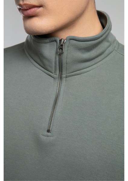 Ceaser Erkek Dik Yaka Sweatshirt Çağla Yeşili fırsatları