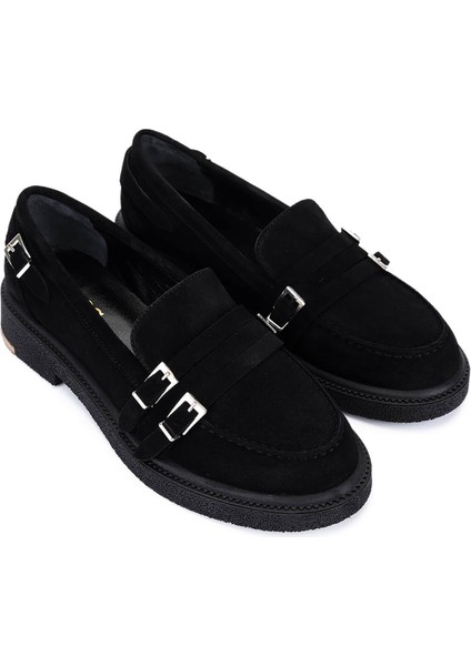 Kadın Hakiki Deri Siyah Süet Loafer Ayakkabı 1061 5135 Bn Ayk SK25-26 Sıyah Suet fiyatları