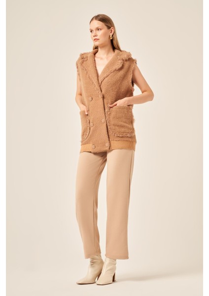 Ftz Kadın Kruvaze Düğme Detaylı Yelek Bisküvi 20763 fırsatları