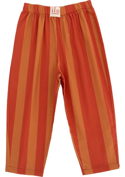 Barrel Kesim Kiremit Turuncu Çizgili Lastikli Çocuk Pantolon