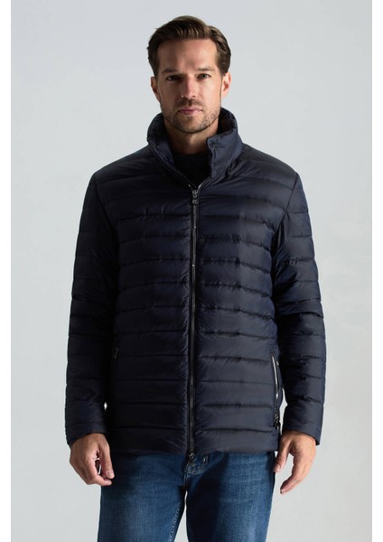 Kaz Tüyü Dolgulu Lacivert Ince Spor Mont fiyatları