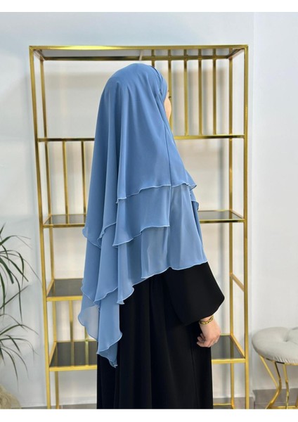 Tesettür Şifon Sufle,hazır Peçeli, Khımar ,hicap,mavi fiyatları