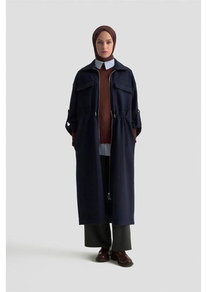 Beli Büzgülü Örme Giyçık 25KD1504 Lacivert