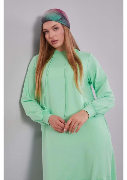 Mint Yeşili Kapuşonlu Gizli Cep Detaylı Elbise fiyatları