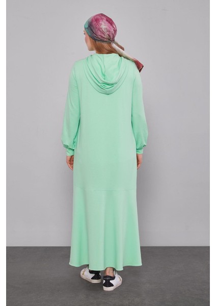 Mint Yeşili Kapuşonlu Gizli Cep Detaylı Elbise fırsatları