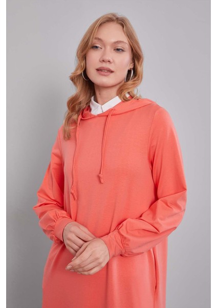 Coral Kapuşonlu Gizli Cep Detaylı Elbise fiyatları
