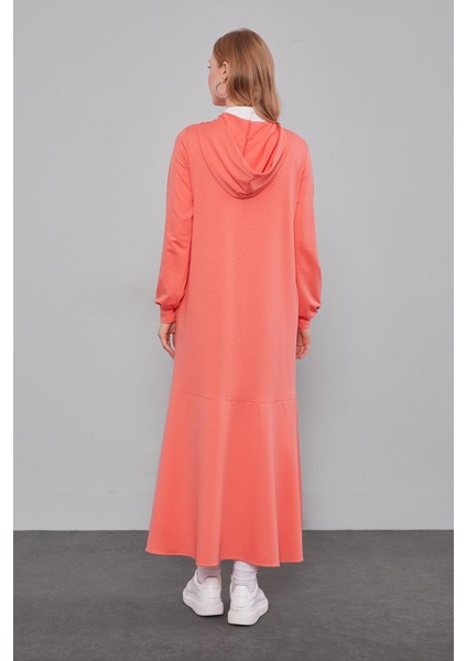 Coral Kapuşonlu Gizli Cep Detaylı Elbise fırsatları