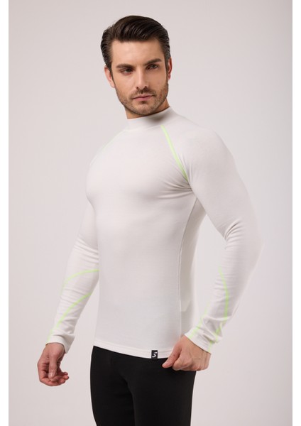 Thermo-Fit Erkek Termal Içlik Üst Kayak Içliği Ekru Beyaz Neon