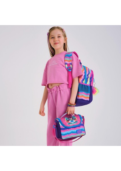 Kids Mor Pembe Kedi Desenli Thermo Beslenme Çantası Ilköğretim Beslenme Çantası fiyatları