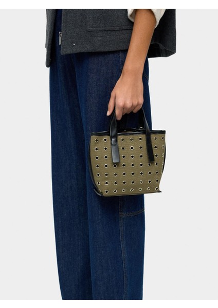 Zımba Detaylı Iç Cepli Tote Çanta