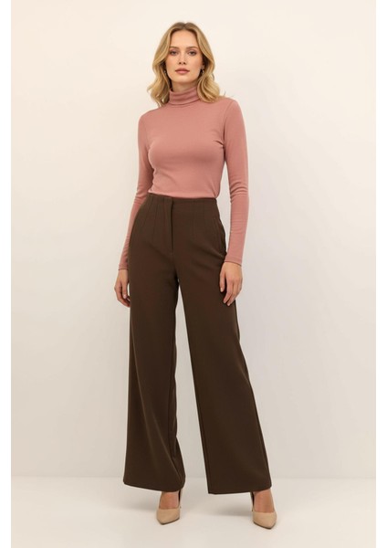 5012 Fermuarlı Pantolon Kahve