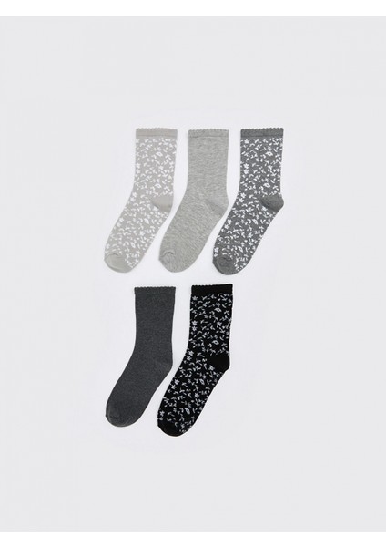 Lcw Dream Gri Desenli Kadın Soket Çorap 5'li