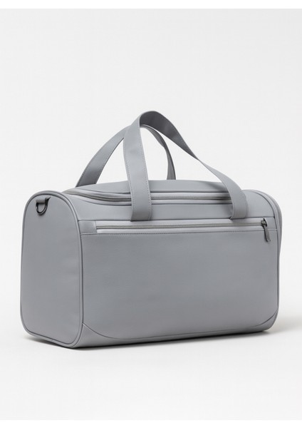 Gri Suni Deri Yan Ayakkabı Bölmeli Unisex Geniş Hacimli Seyahat Spor Fitness Spor Çantası - 00124 fiyatları