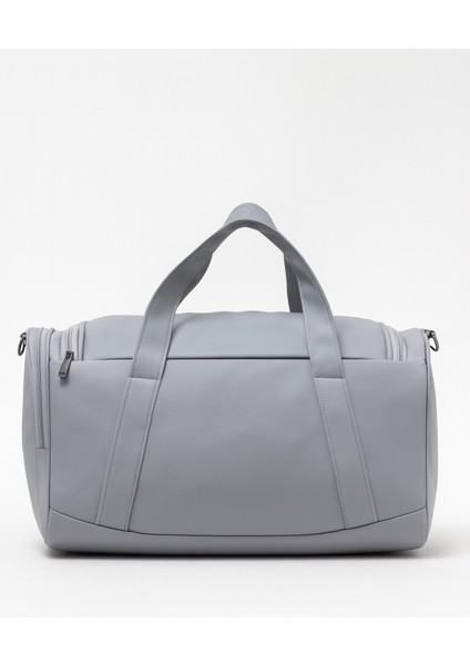 Gri Suni Deri Yan Ayakkabı Bölmeli Unisex Geniş Hacimli Seyahat Spor Fitness Spor Çantası - 00124 indirimleri