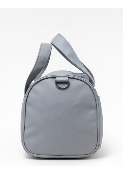 Gri Suni Deri Yan Ayakkabı Bölmeli Unisex Geniş Hacimli Seyahat Spor Fitness Spor Çantası - 00124