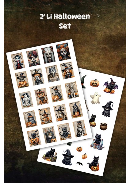 2 Sayfa Cadılar Bayramı Halloween Sticker - Ajanda Laptop Telefon Etiketi