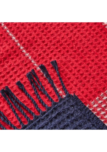 Soft Vintera Pamuklu Tek Kişilik Battaniye - Kırmızı / Lacivert - 150X200 cm modelleri